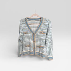 Chic Blue and Cream Cardigan